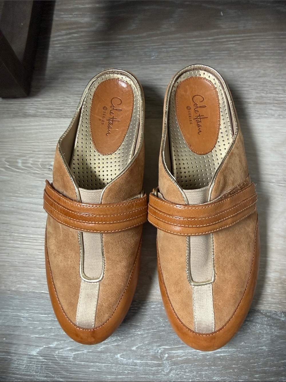 Cole Haan Two-Tone Camel & Tan Suede Slip-On Loafers